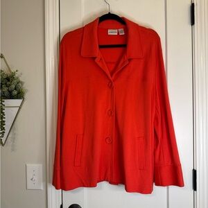 Chico’s Coral Orange Knit Button Front Jacket